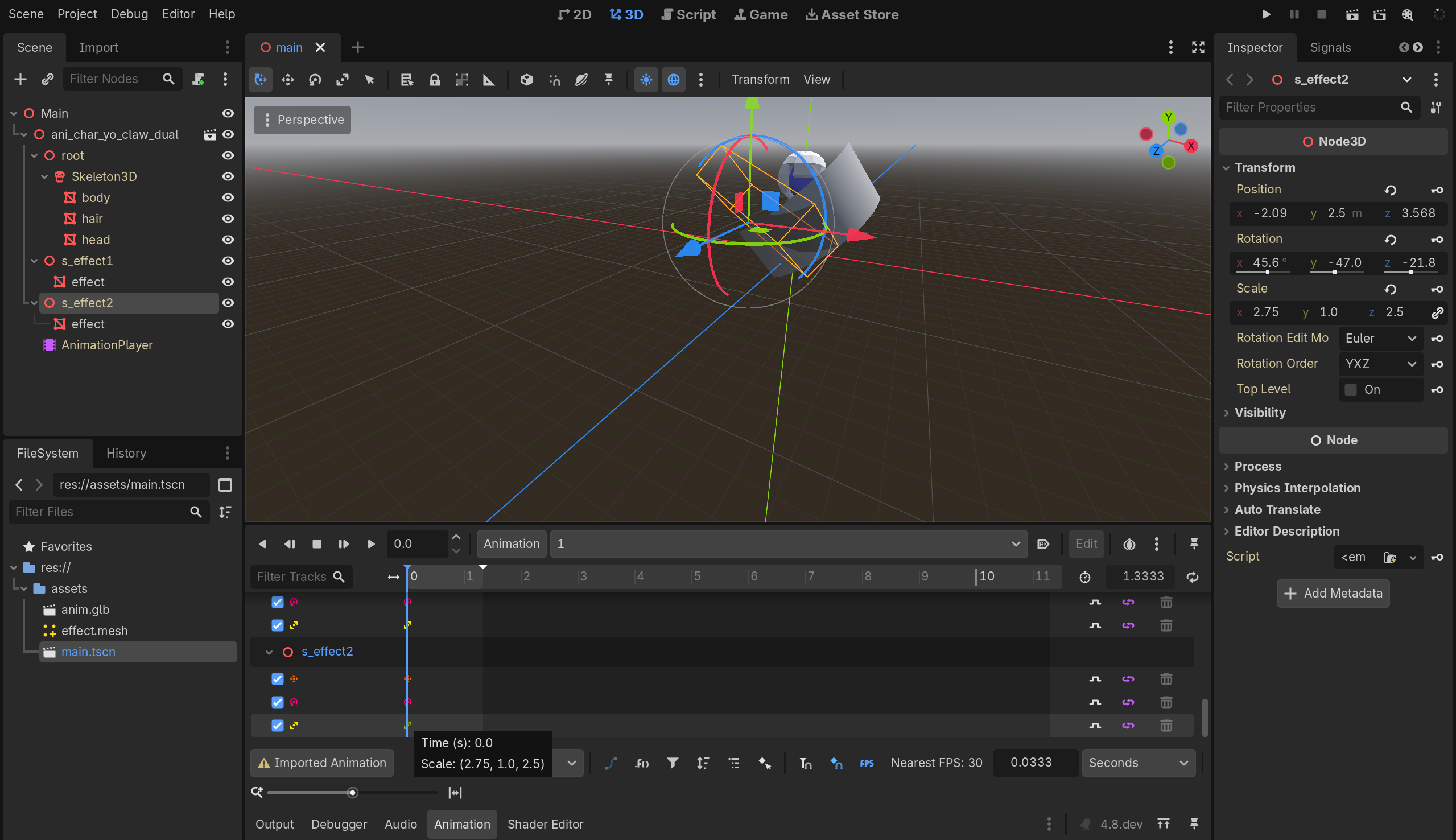 Godot animation regression and transform fix